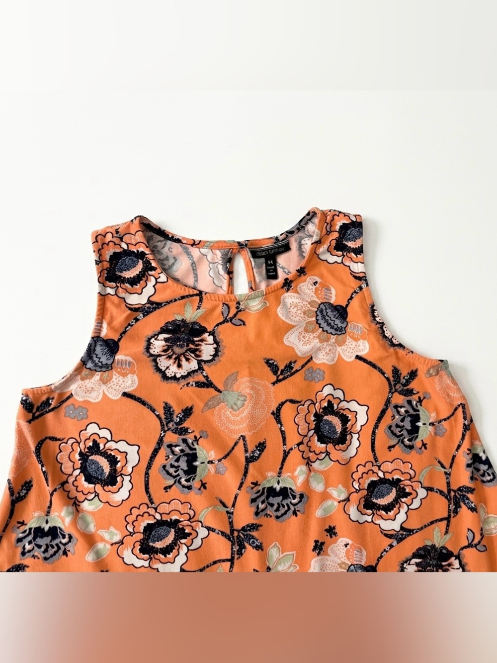Allison Brittney Orange Floral Sleeveless Mini Dress - Picture 3 of 7